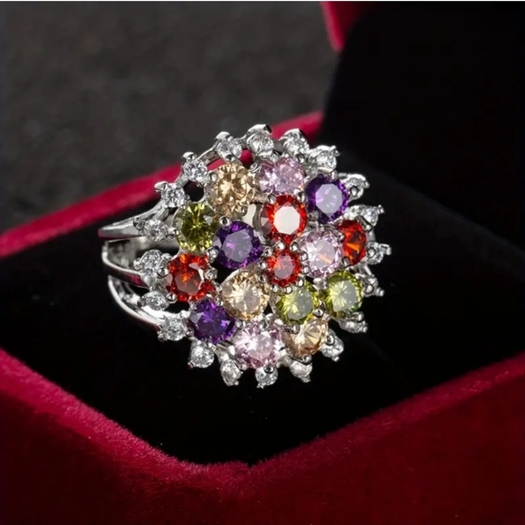 Gorgeous Multi Colored Cocktail Ring - Picture 3 of 6